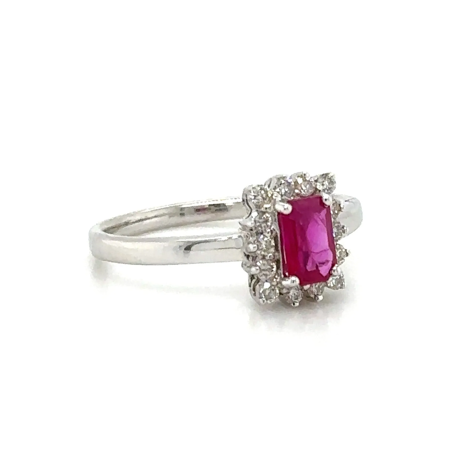 0.74ct tw Emerald-cut Shape Ruby and Diamond Ring