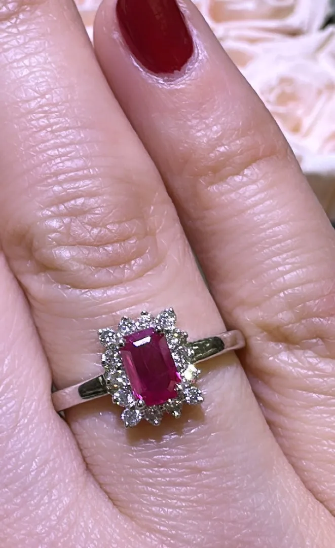 0.74ct tw Emerald-cut Shape Ruby and Diamond Ring