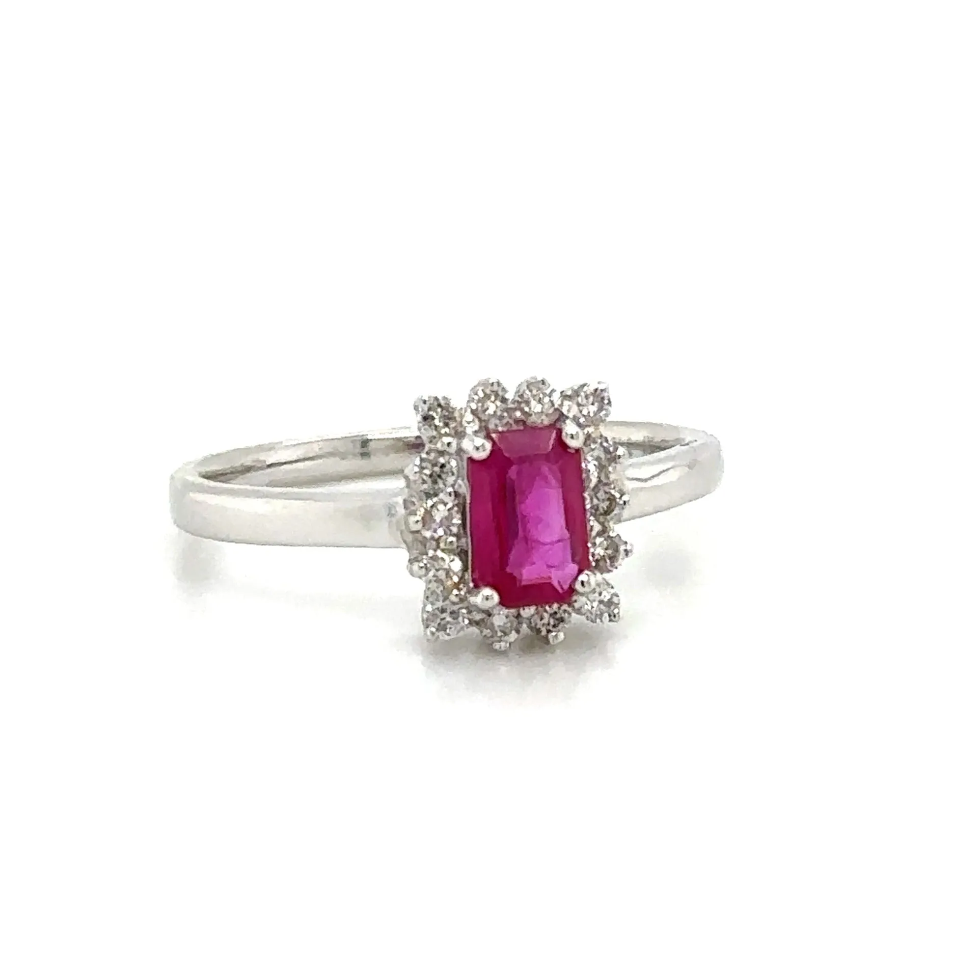 0.74ct tw Emerald-cut Shape Ruby and Diamond Ring