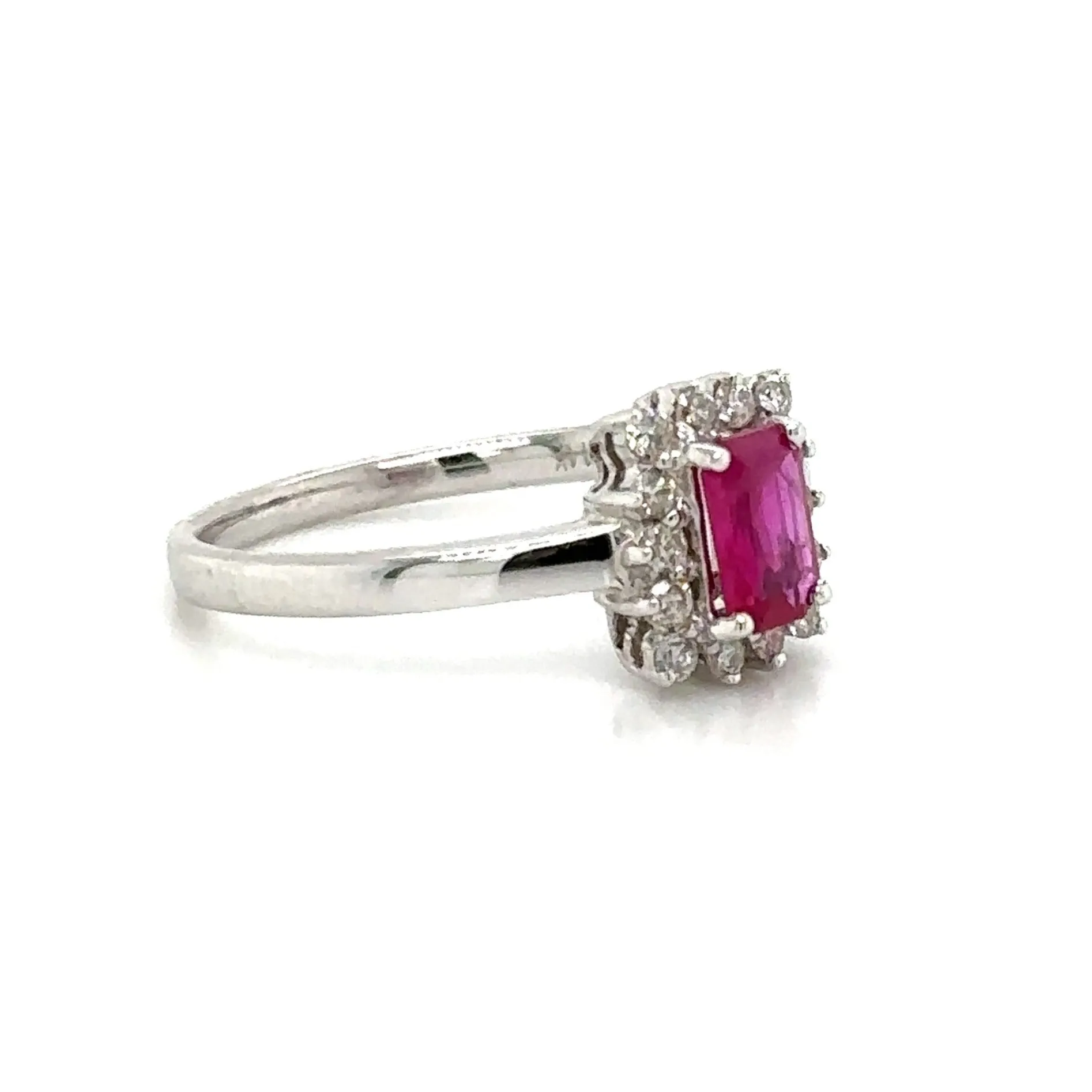 0.74ct tw Emerald-cut Shape Ruby and Diamond Ring