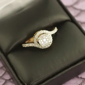 10K Gold 0.50 Carat Swirl Halo Diamond Ring