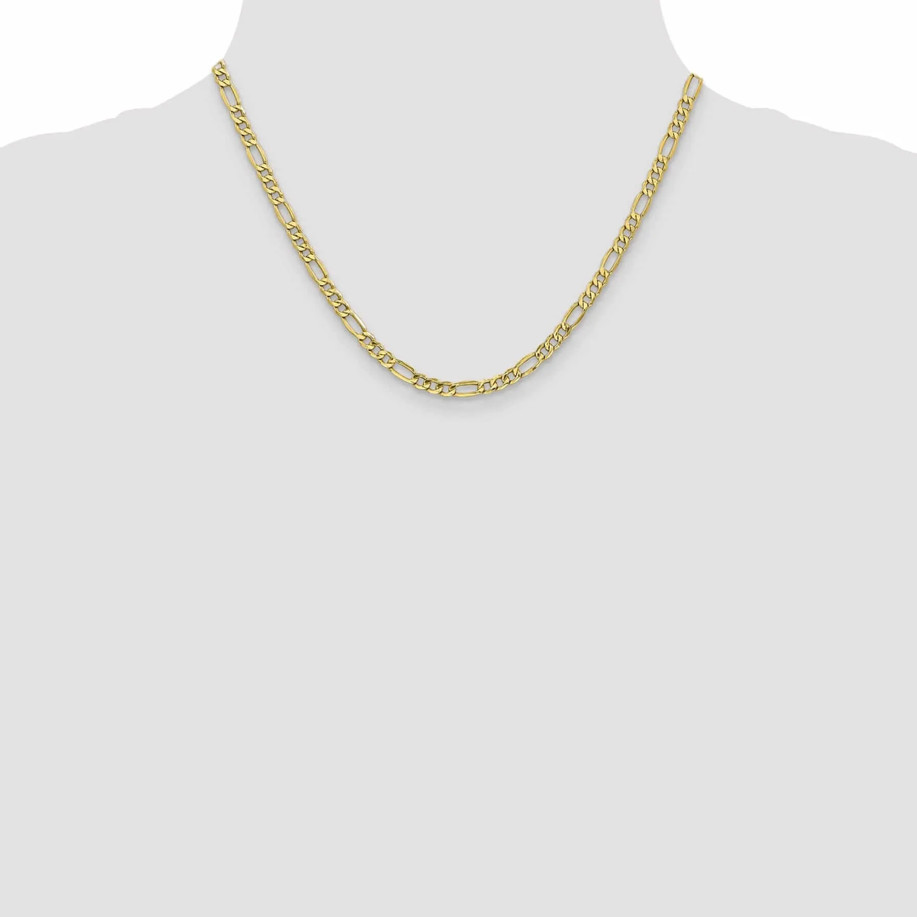 10k Yellow Gold 4.75mm Semi-Solid Figaro Chain