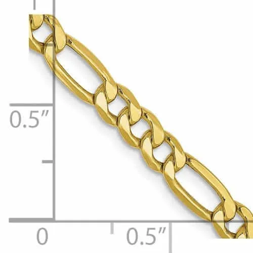 10k Yellow Gold 4.75mm Semi-Solid Figaro Chain