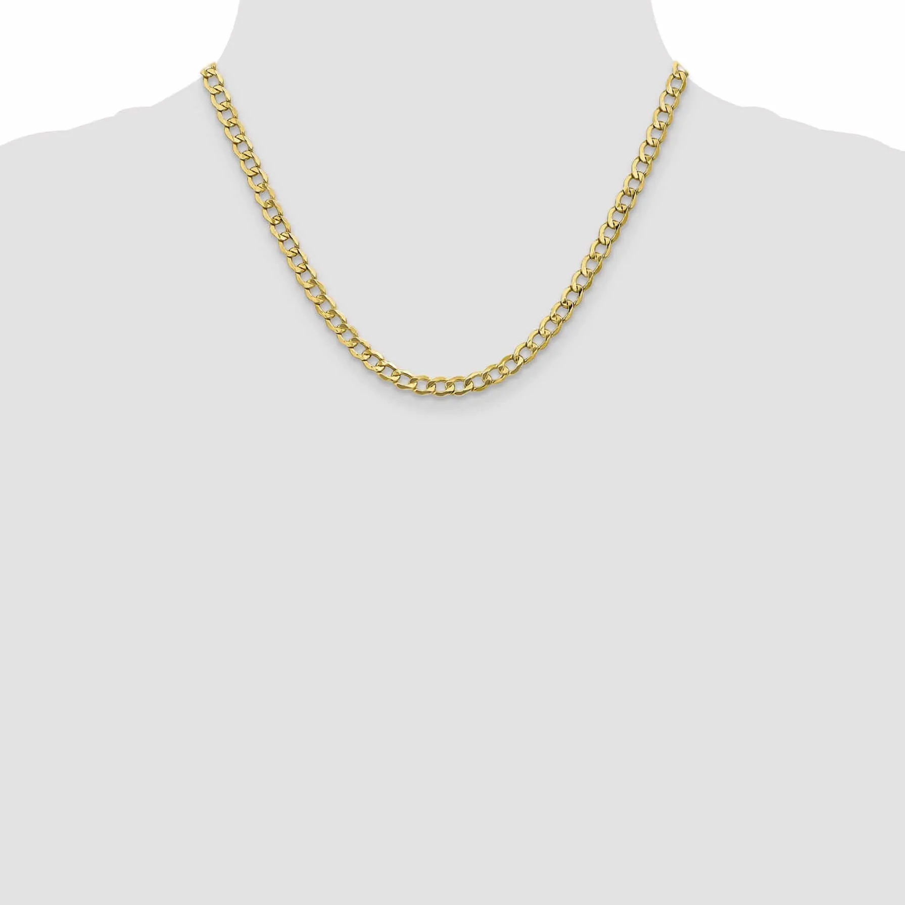 10k Yellow Gold 5.25MSemi Solid Curb Link Chain
