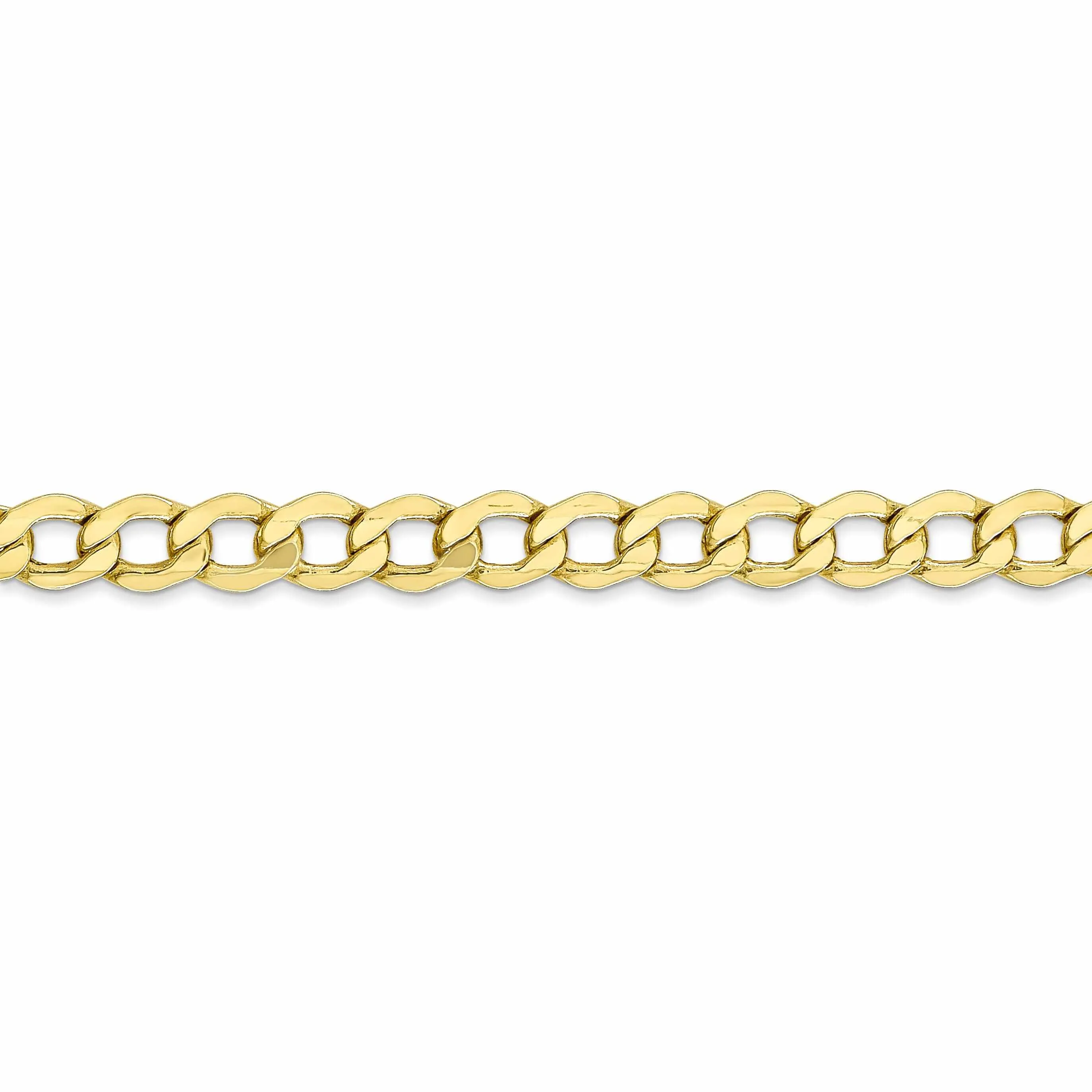10k Yellow Gold 5.25MSemi Solid Curb Link Chain