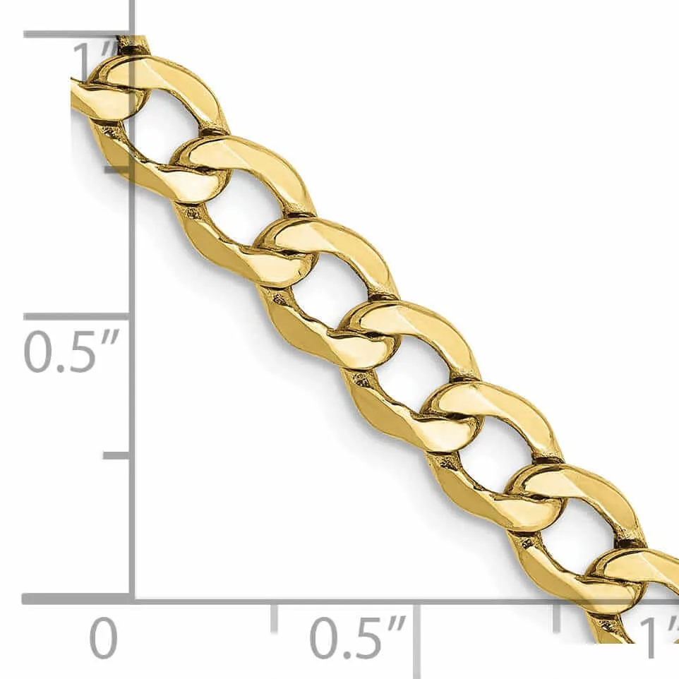 10k Yellow Gold 5.25MSemi Solid Curb Link Chain