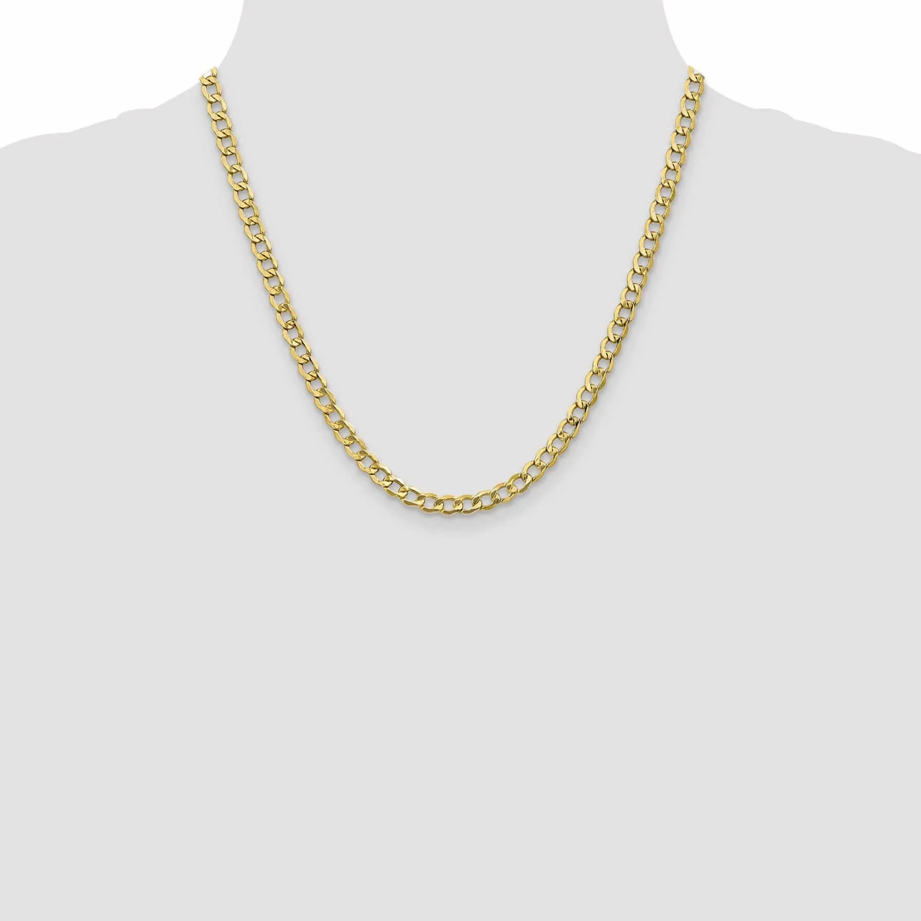10k Yellow Gold 5.25MSemi Solid Curb Link Chain