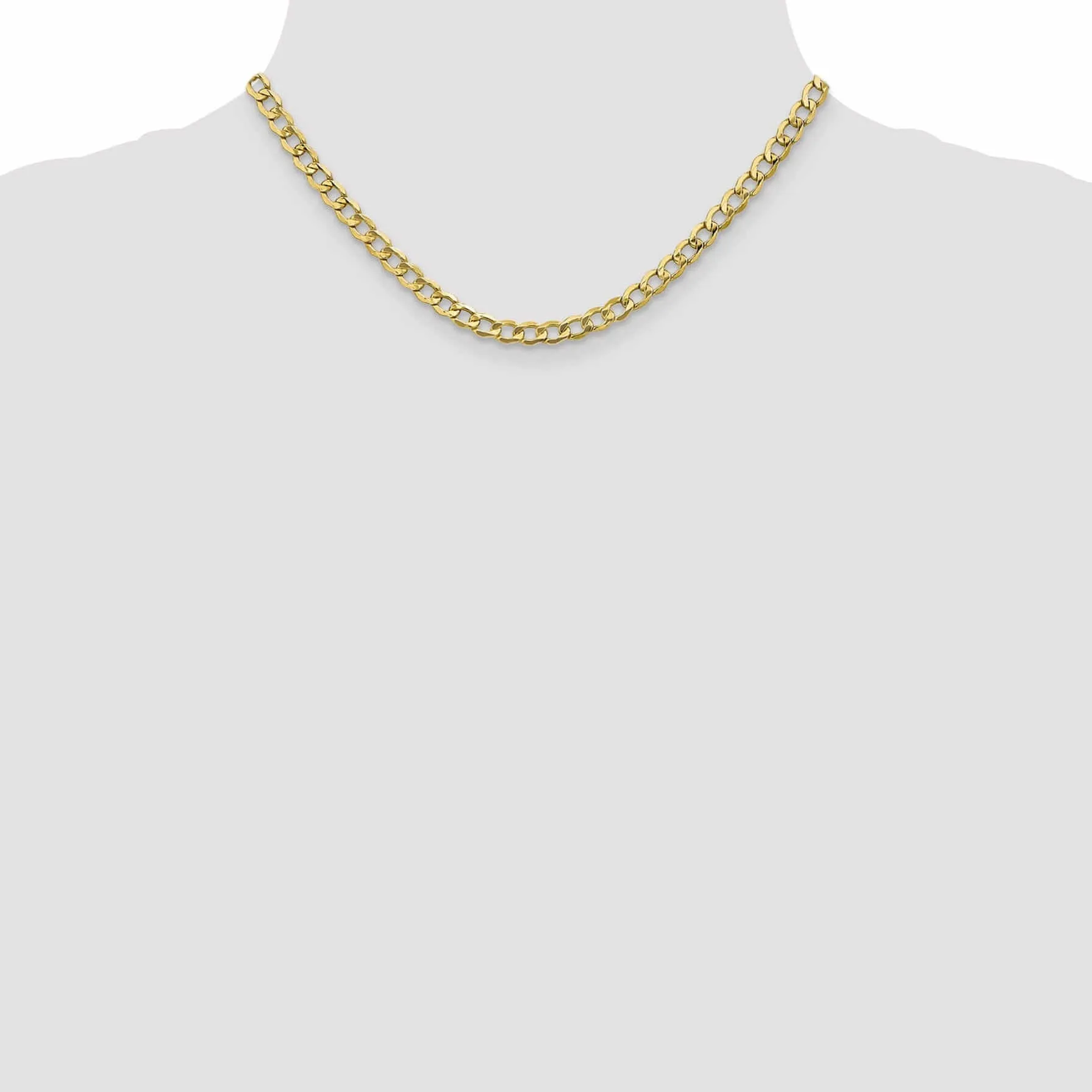 10k Yellow Gold 5.25MSemi Solid Curb Link Chain