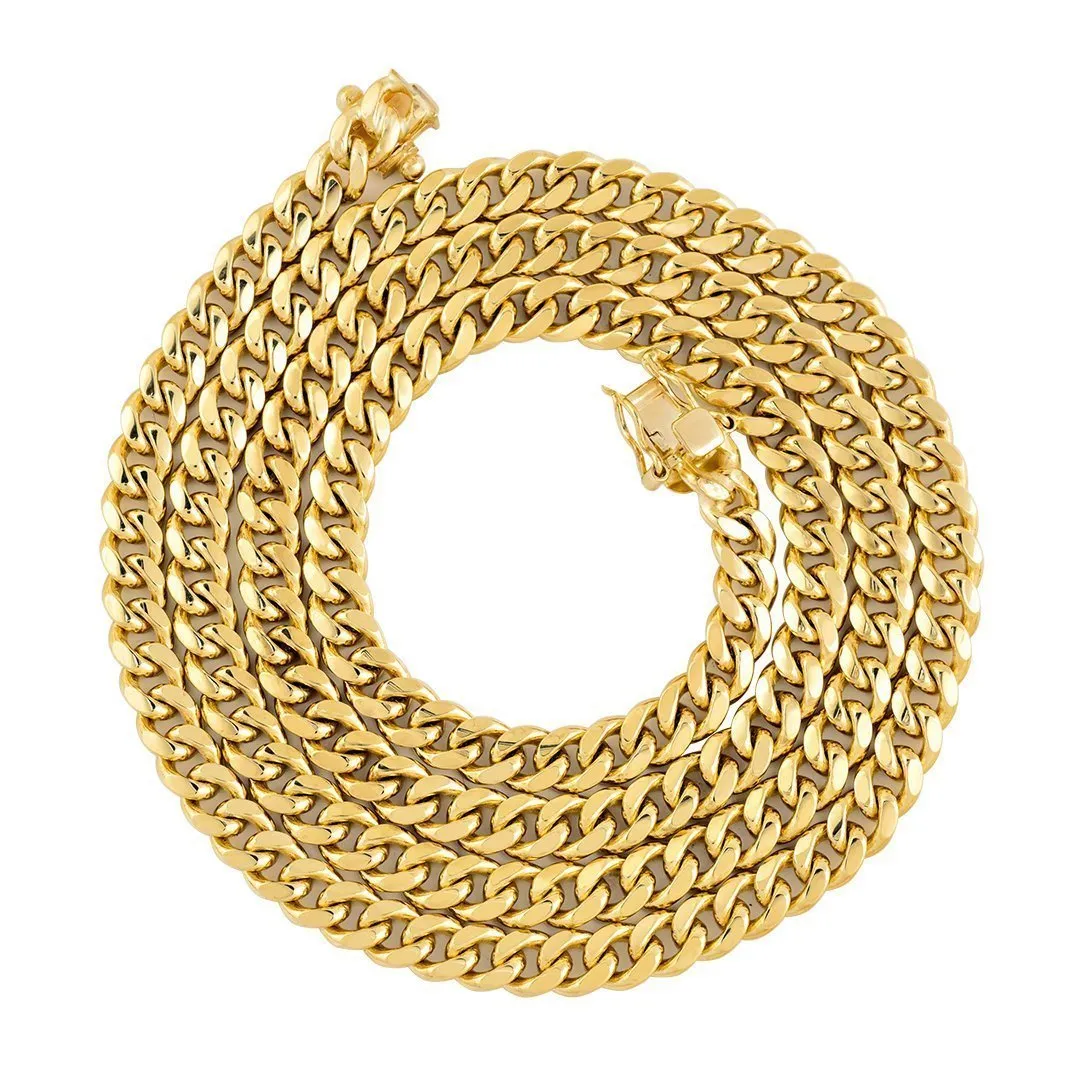 10k Yellow Gold Solid Cuban Link Chain 6 mm