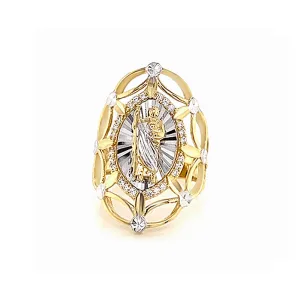 14K GOLD San Judas Ring CZ diamond