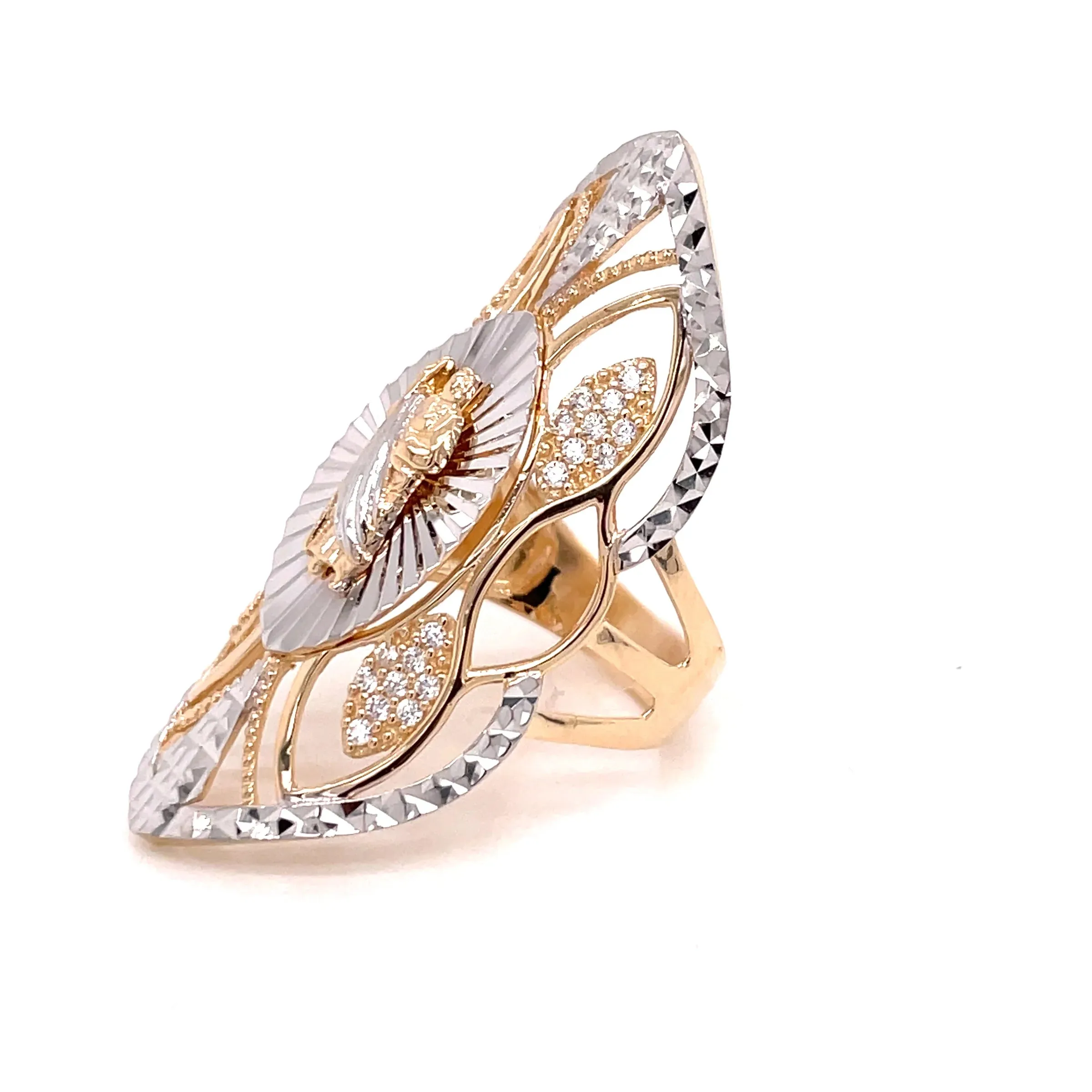 14K GOLD San Judas Ring CZ diamond