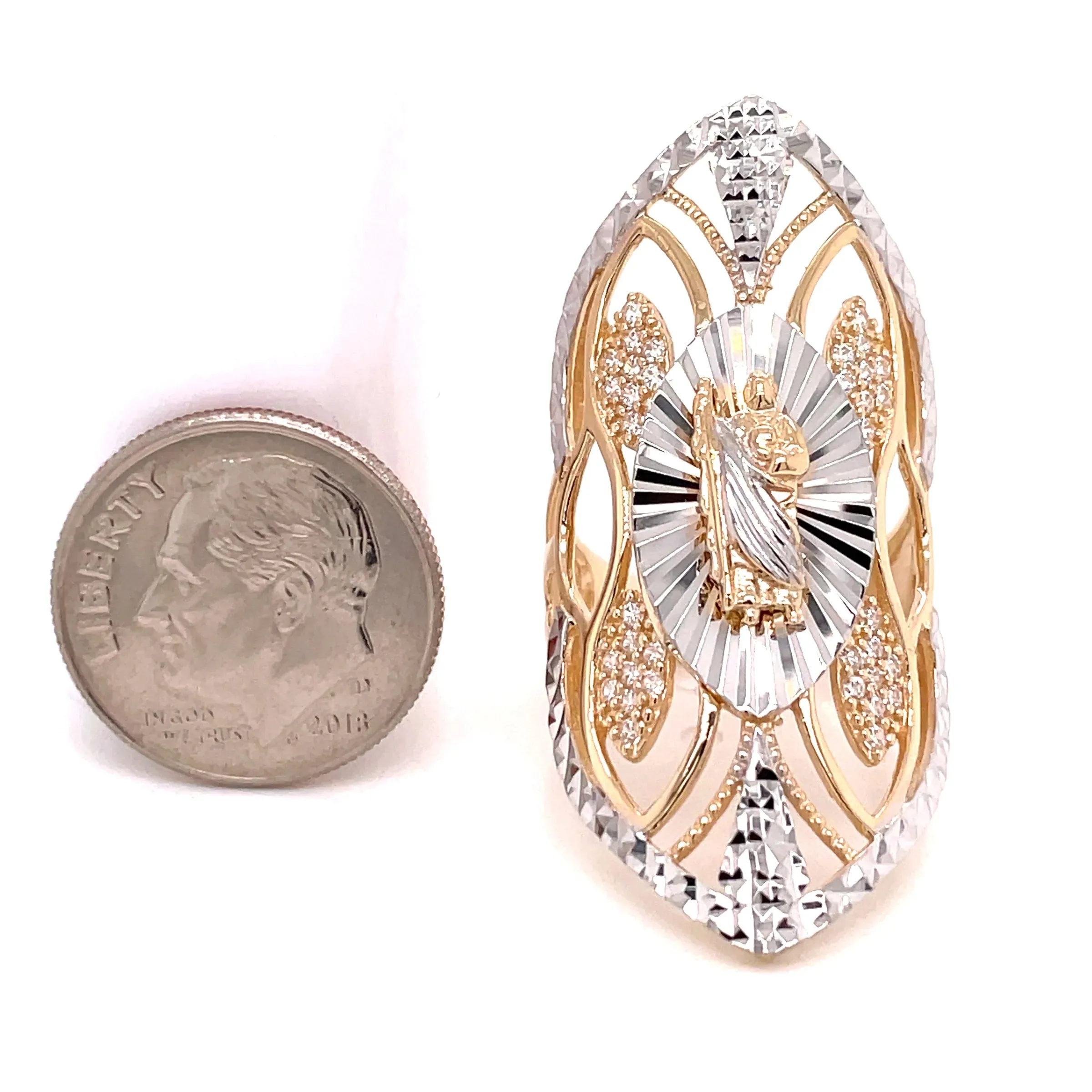 14K GOLD San Judas Ring CZ diamond