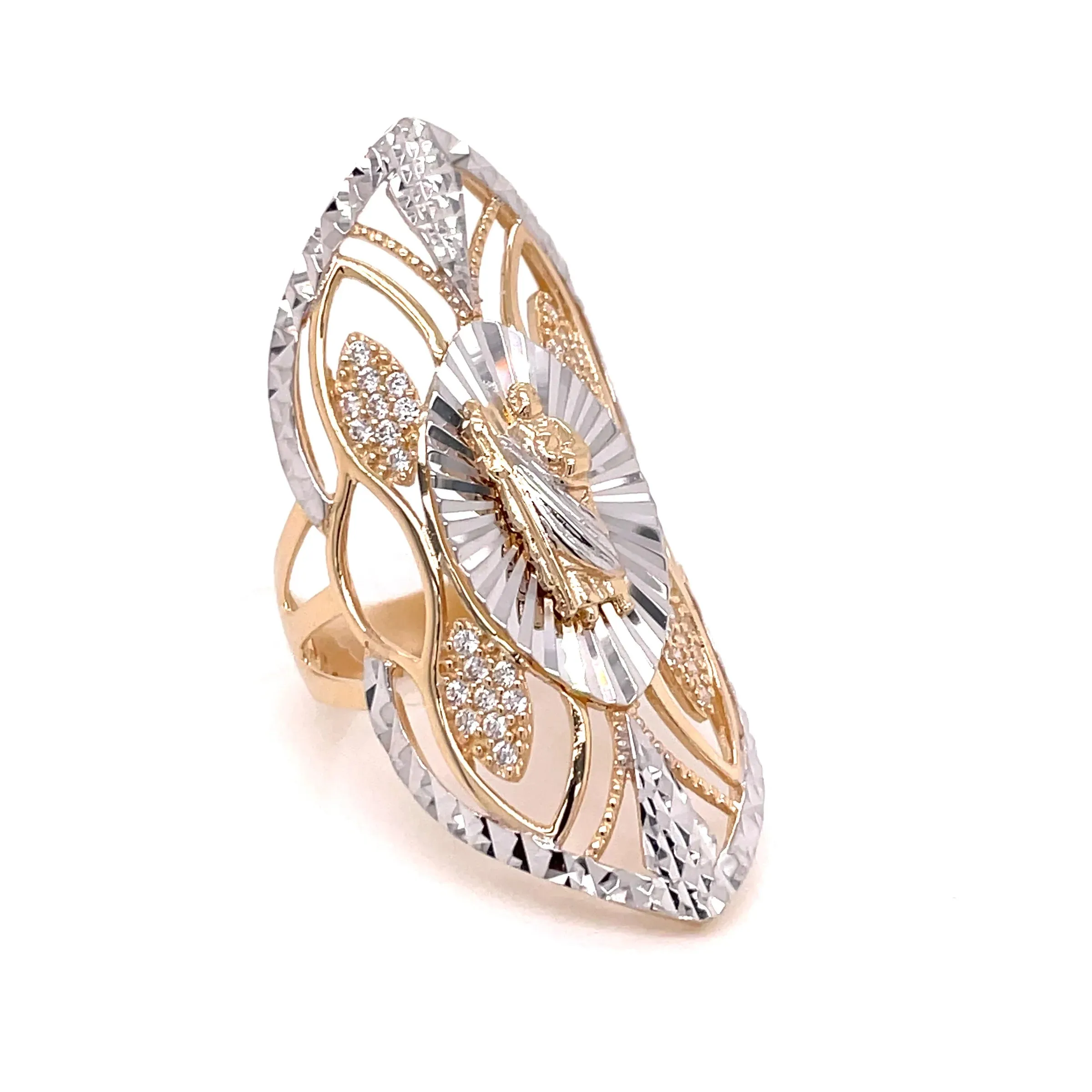 14K GOLD San Judas Ring CZ diamond