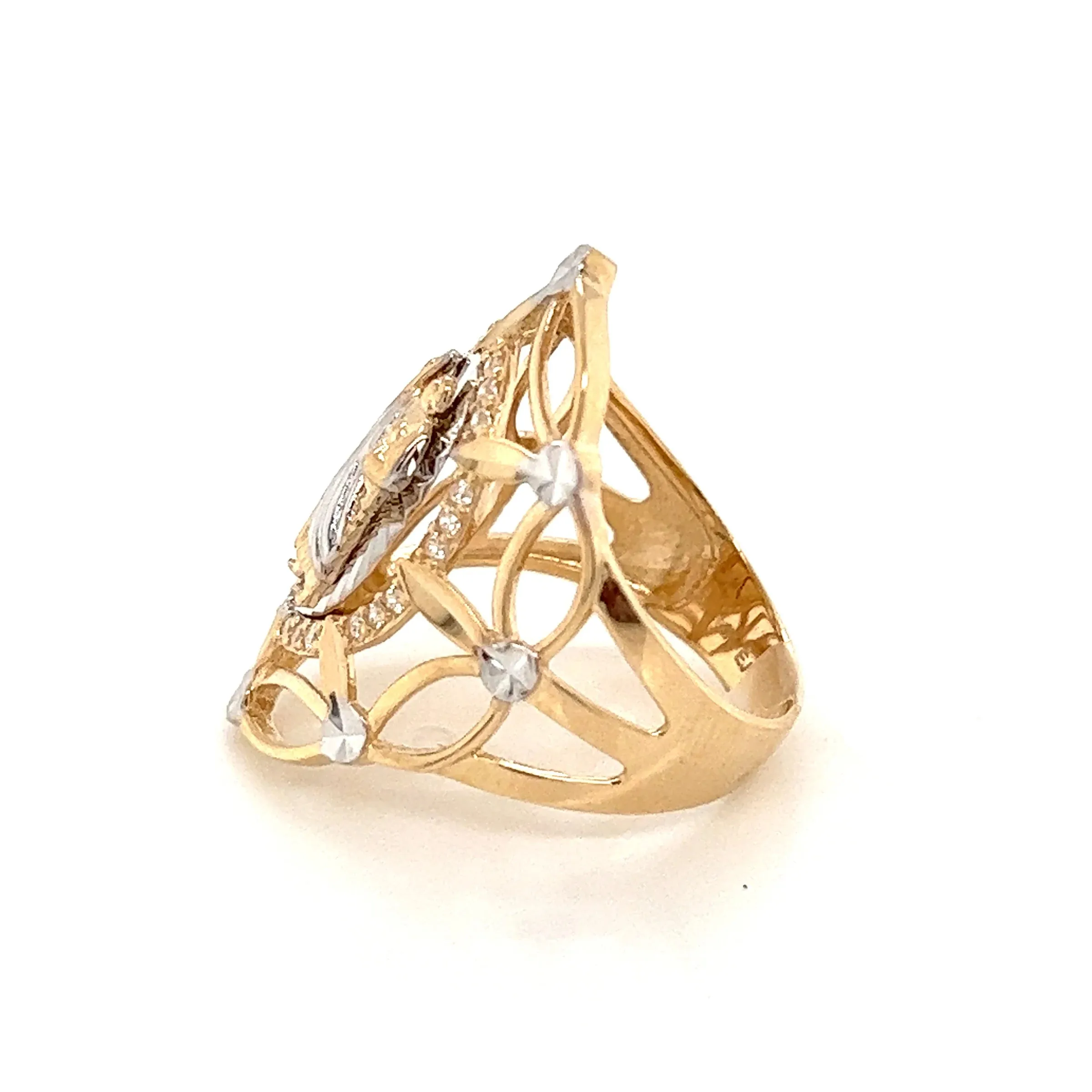 14K GOLD San Judas Ring CZ diamond