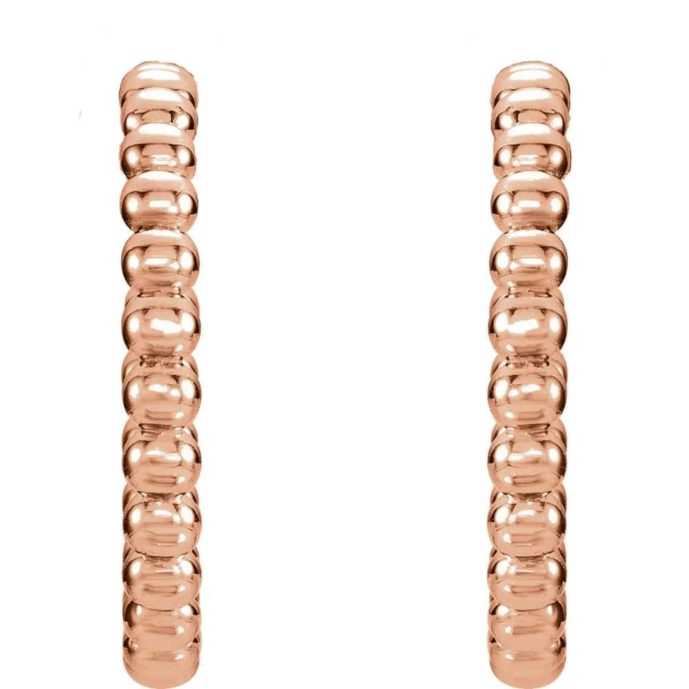 14k Rose Gold 21mm Beaded Hoop Earrings