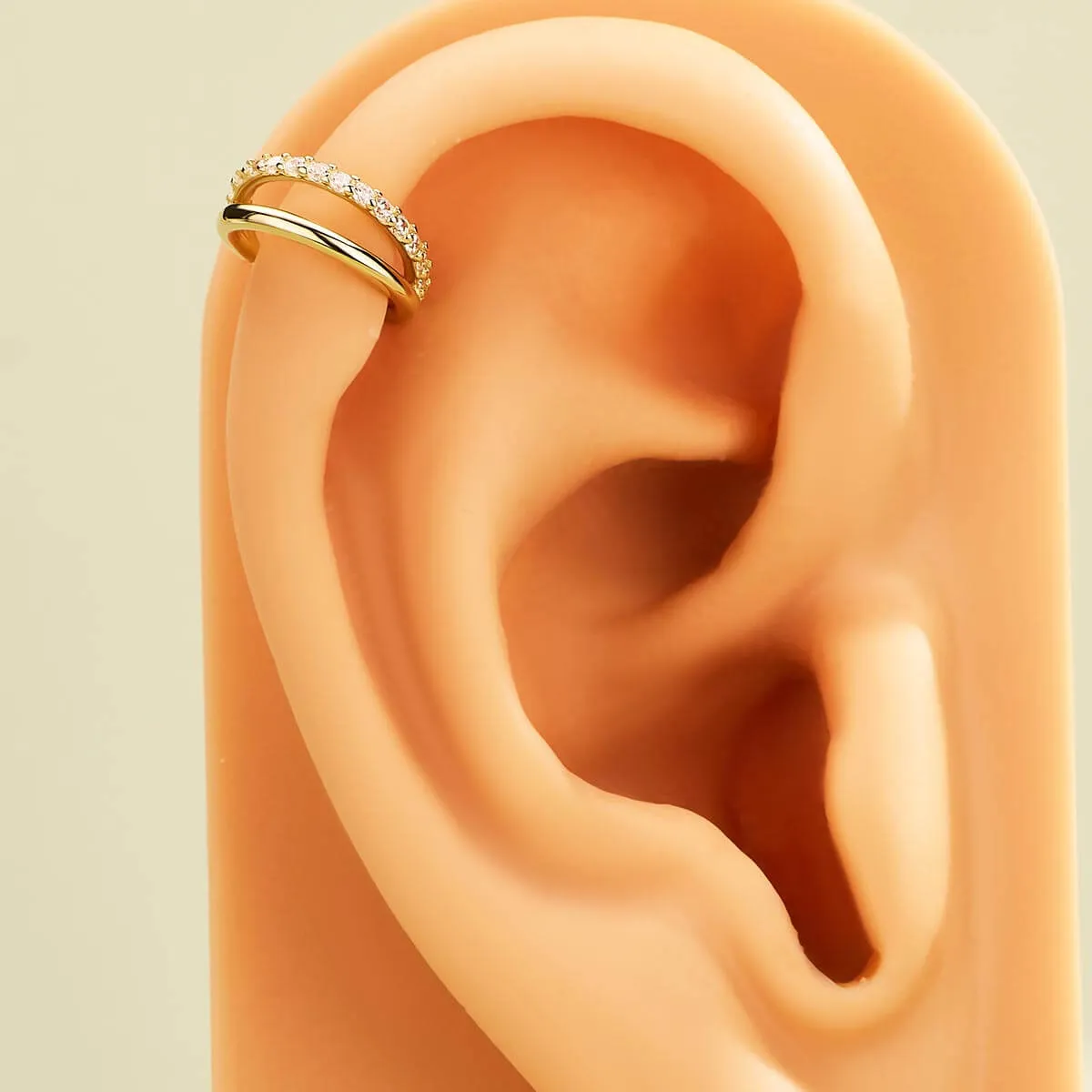 14K Solid Gold 16G Semi Gem Double Hoop Hinged Segment Ring