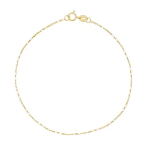 14k Solid Gold Long & Short Box Chain Bracelet