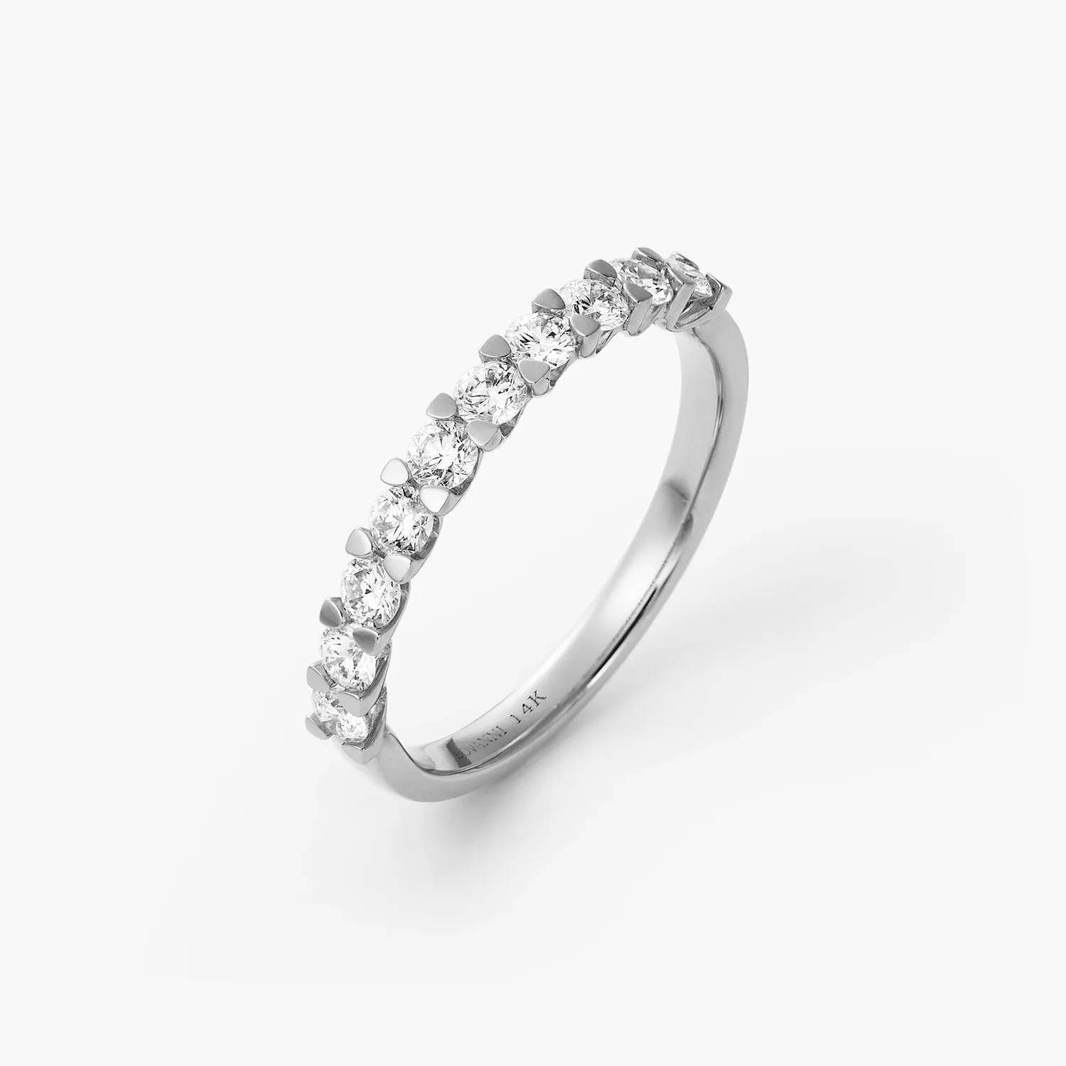14K V-Prong Pavé Diamond Anniversary Wedding Ring Band