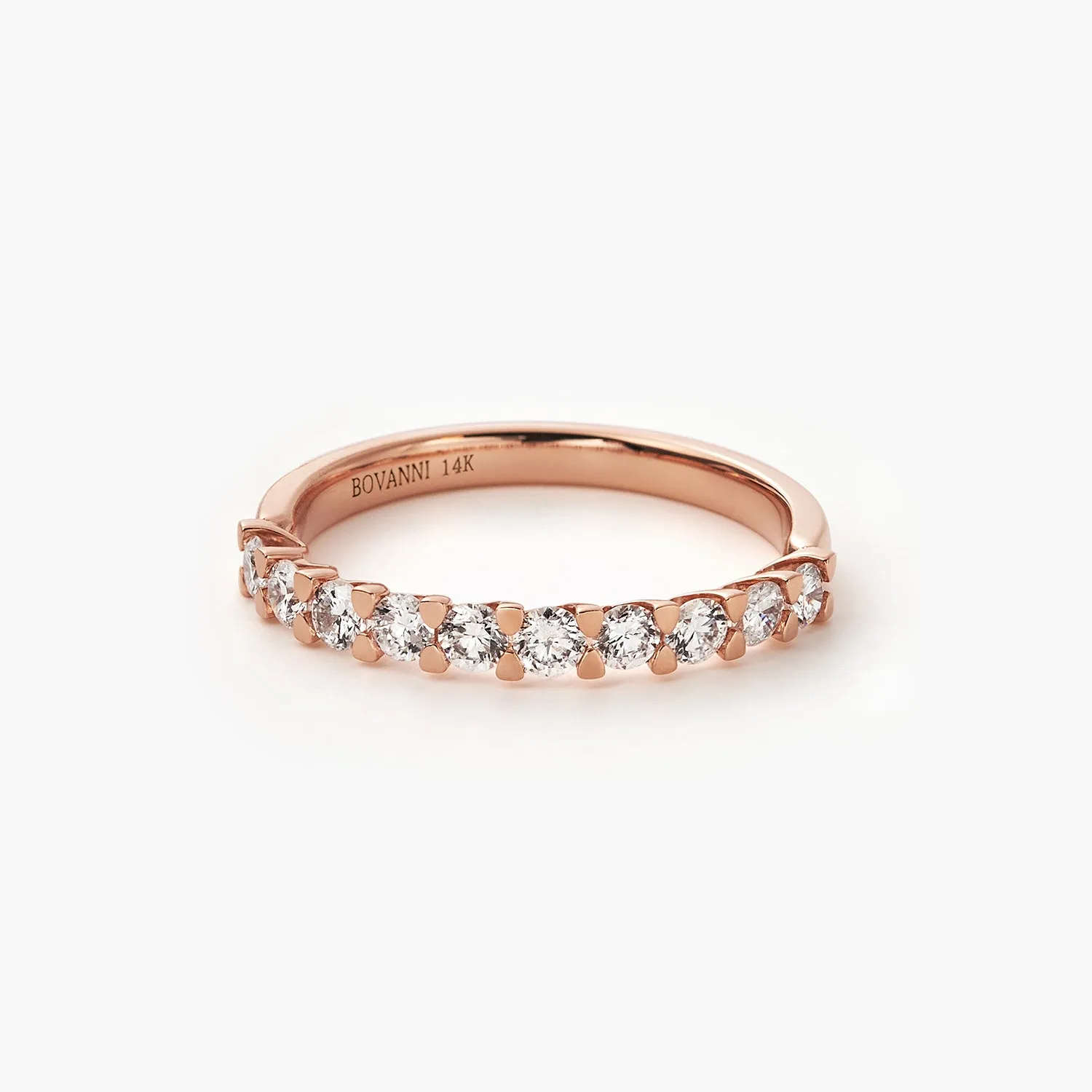14K V-Prong Pavé Diamond Anniversary Wedding Ring Band
