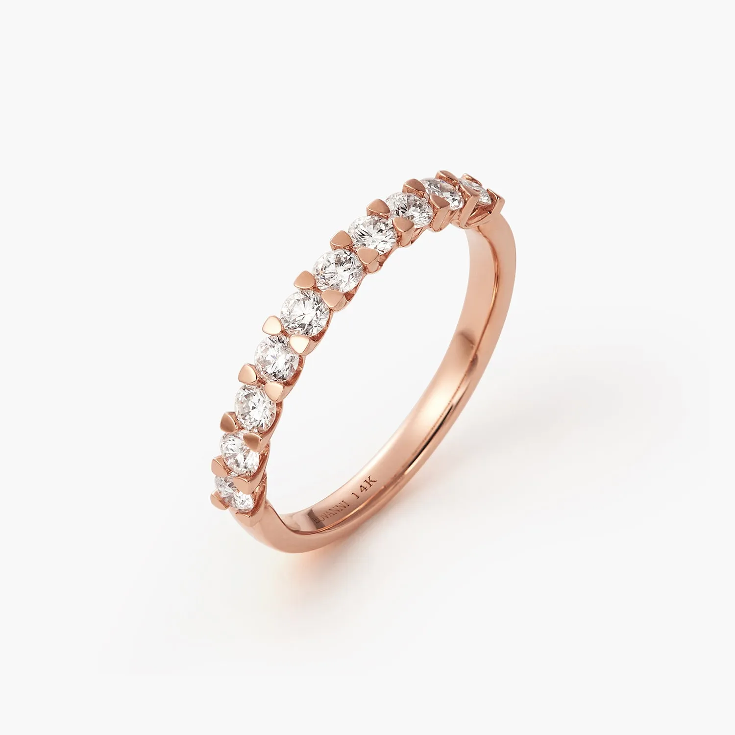 14K V-Prong Pavé Diamond Anniversary Wedding Ring Band