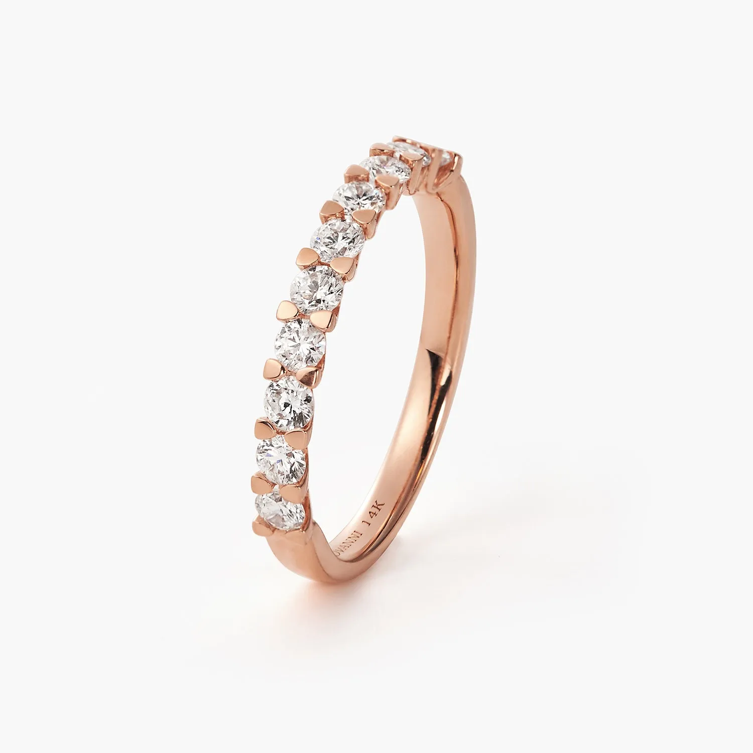 14K V-Prong Pavé Diamond Anniversary Wedding Ring Band
