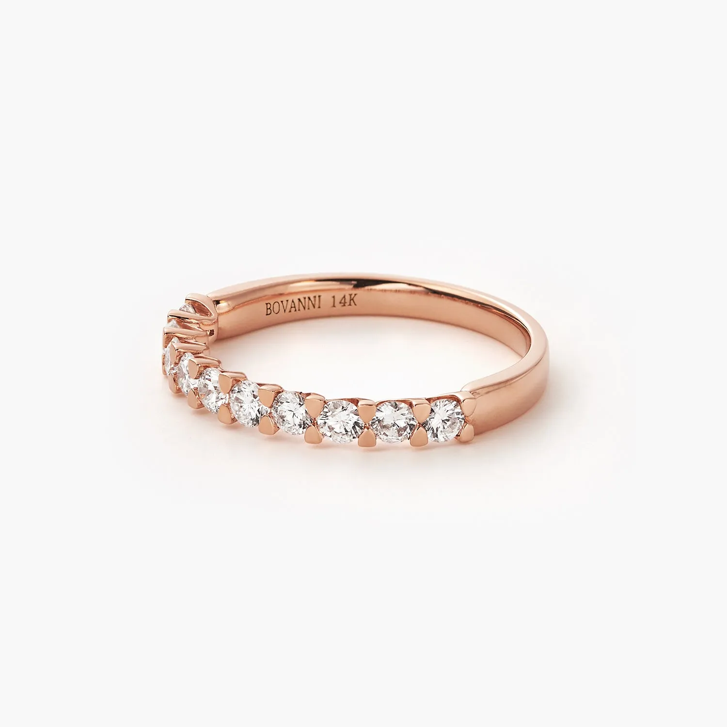 14K V-Prong Pavé Diamond Anniversary Wedding Ring Band