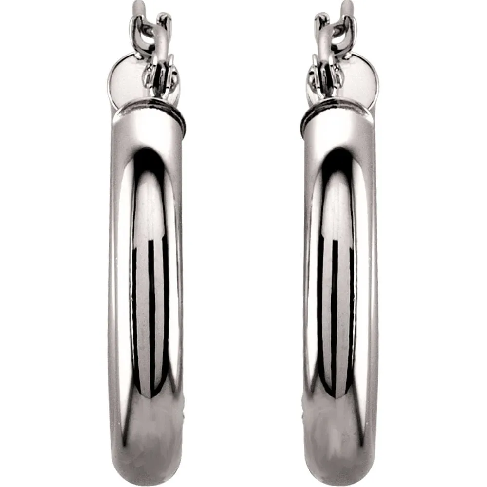 14k White Gold 20mm Tube Hoop Earrings