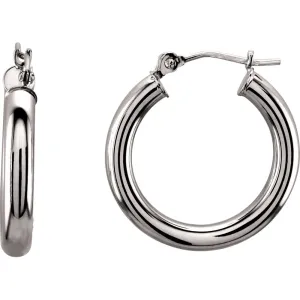 14k White Gold 20mm Tube Hoop Earrings