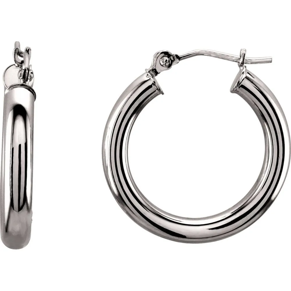 14k White Gold 20mm Tube Hoop Earrings