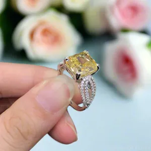14k White Gold 4.0 Ct Yellow Diamond Engagement Ring