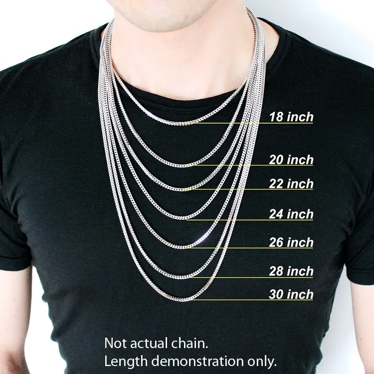 14K White Gold 5mm Solid Cuban Curb Link Chain