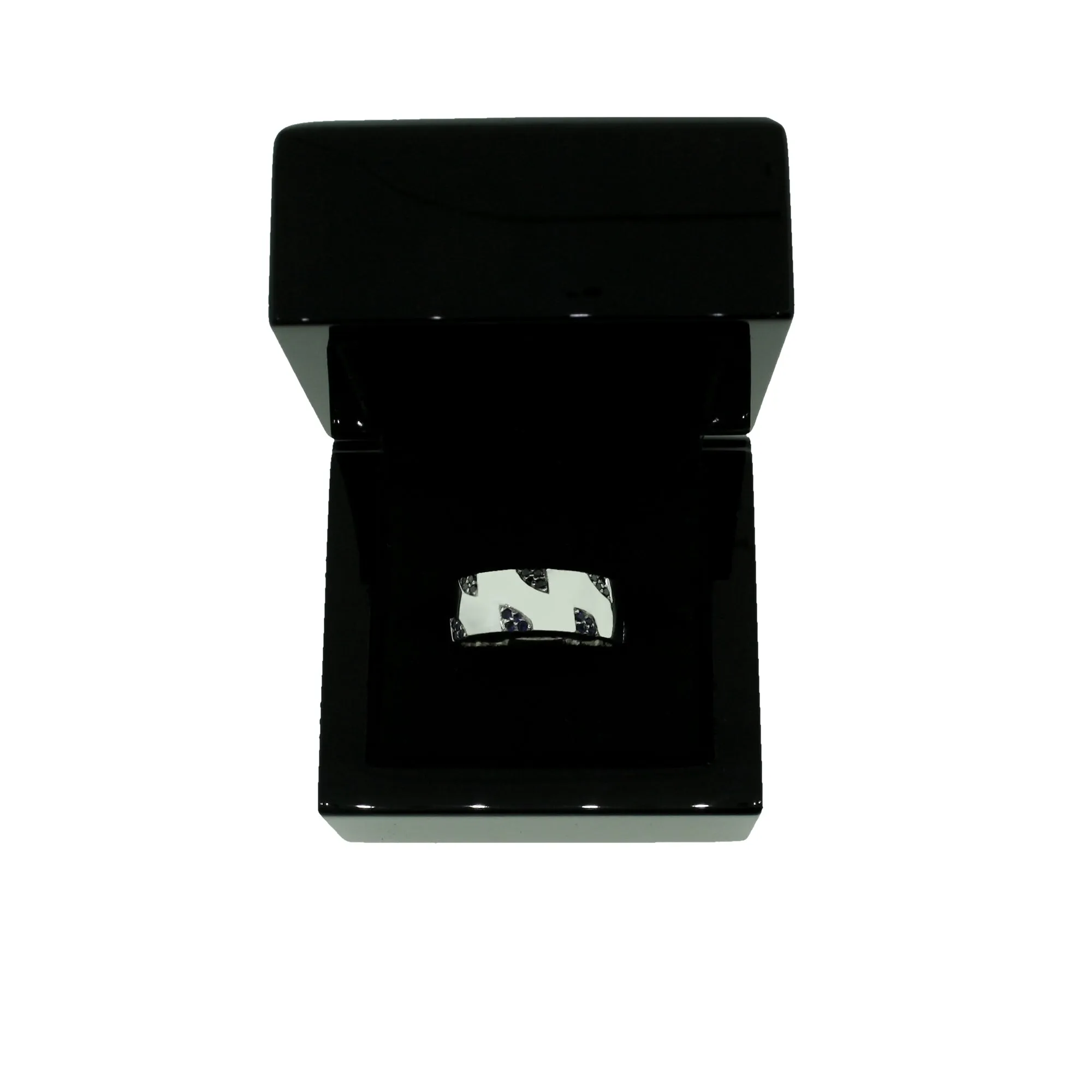 14k White Gold and Black Diamond Ring for Men Ember