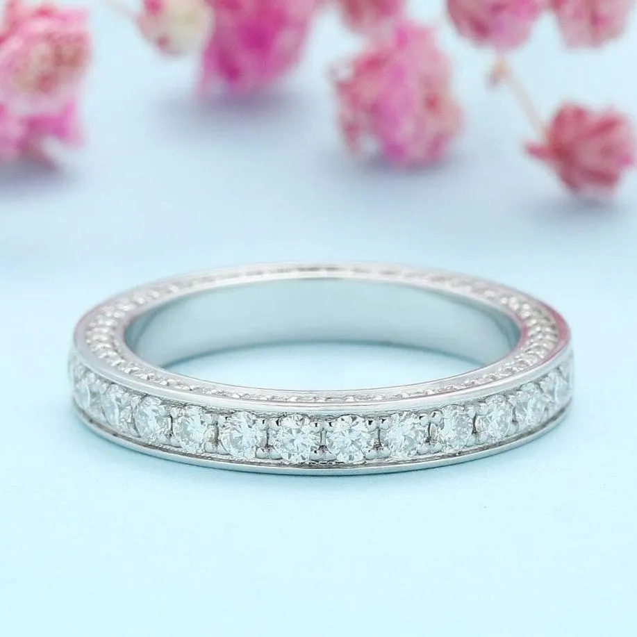 14k White Gold DEF Color Diamond Eternity Wedding Ring