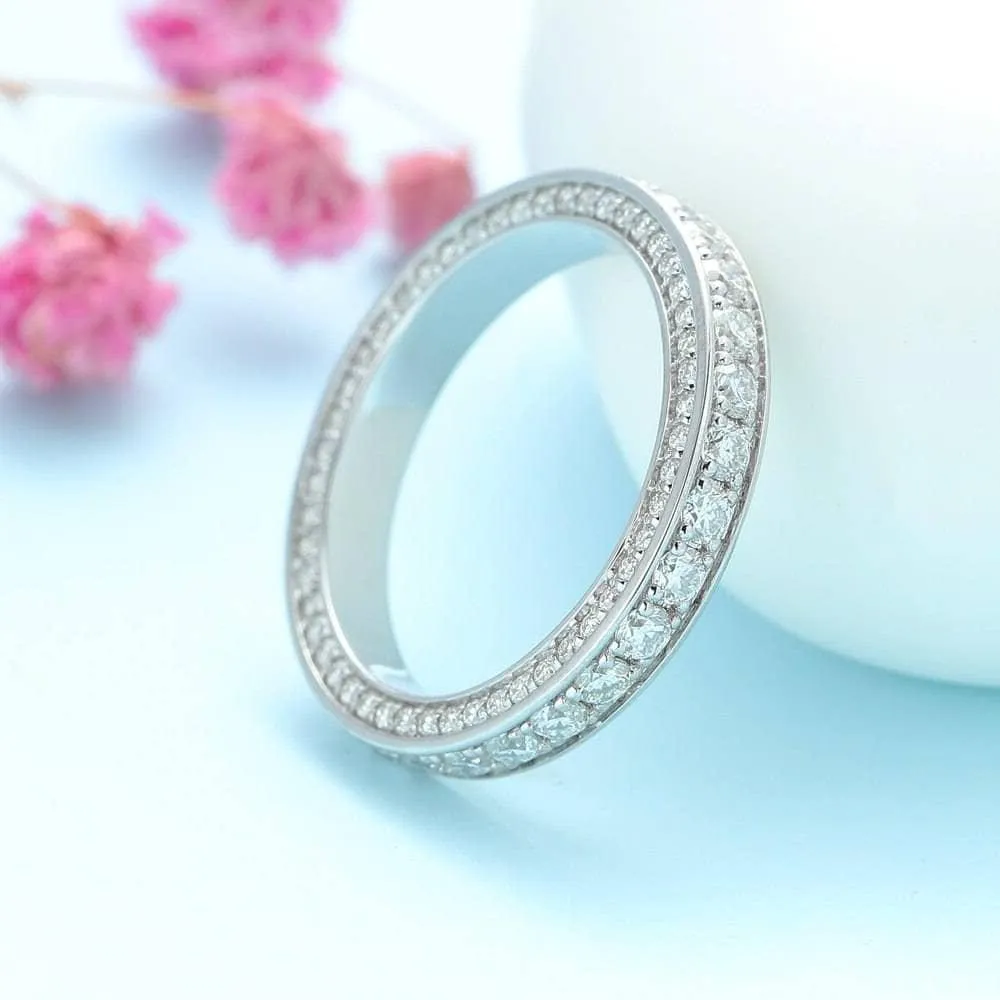 14k White Gold DEF Color Diamond Eternity Wedding Ring