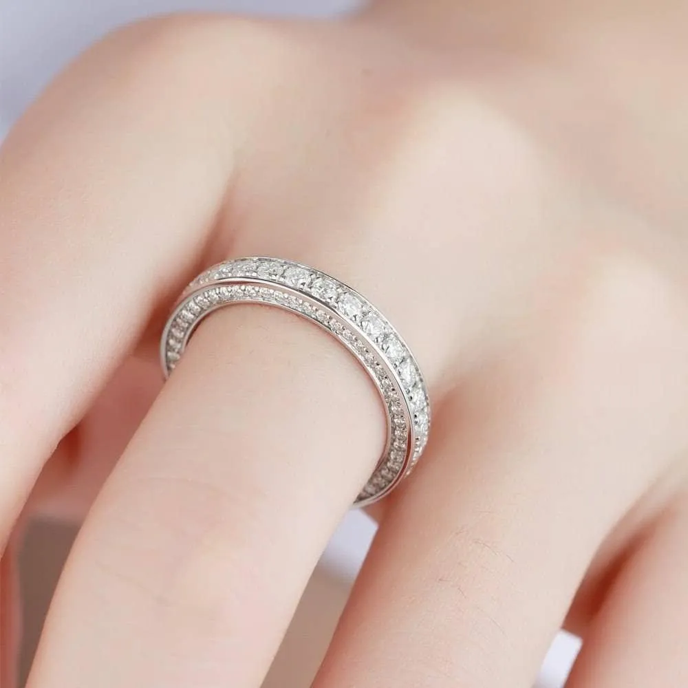 14k White Gold DEF Color Diamond Eternity Wedding Ring