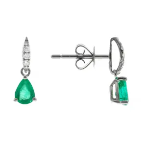 14K White Gold Emerald Earrings