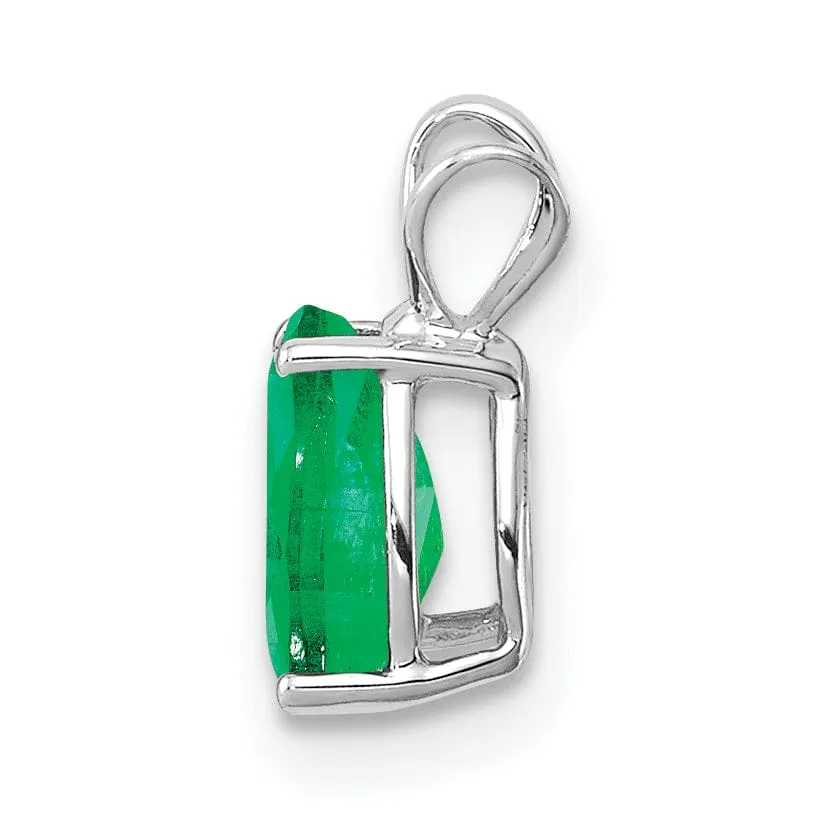 14k White Gold Emerald Pendant