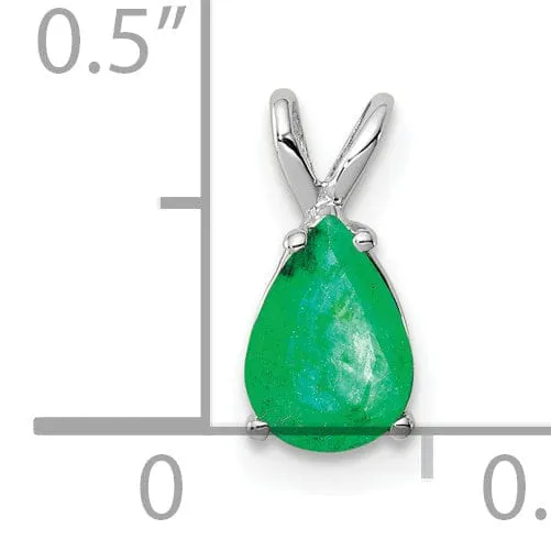 14k White Gold Emerald Pendant