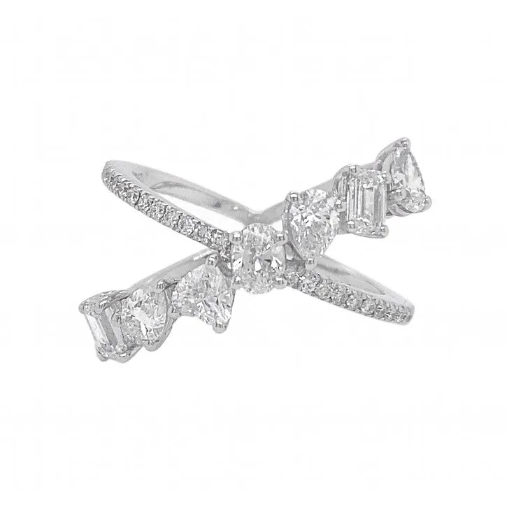 14K White Gold Marquise, Pear, Round, Emerald, Marquise Natural Diamonds RING - 051787
