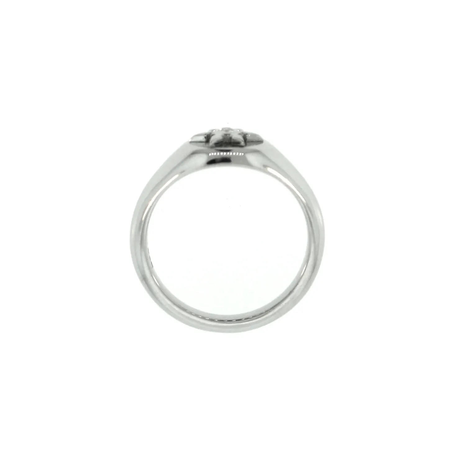 14k White Gold Ninja Star Diamond Signet Ring for Women