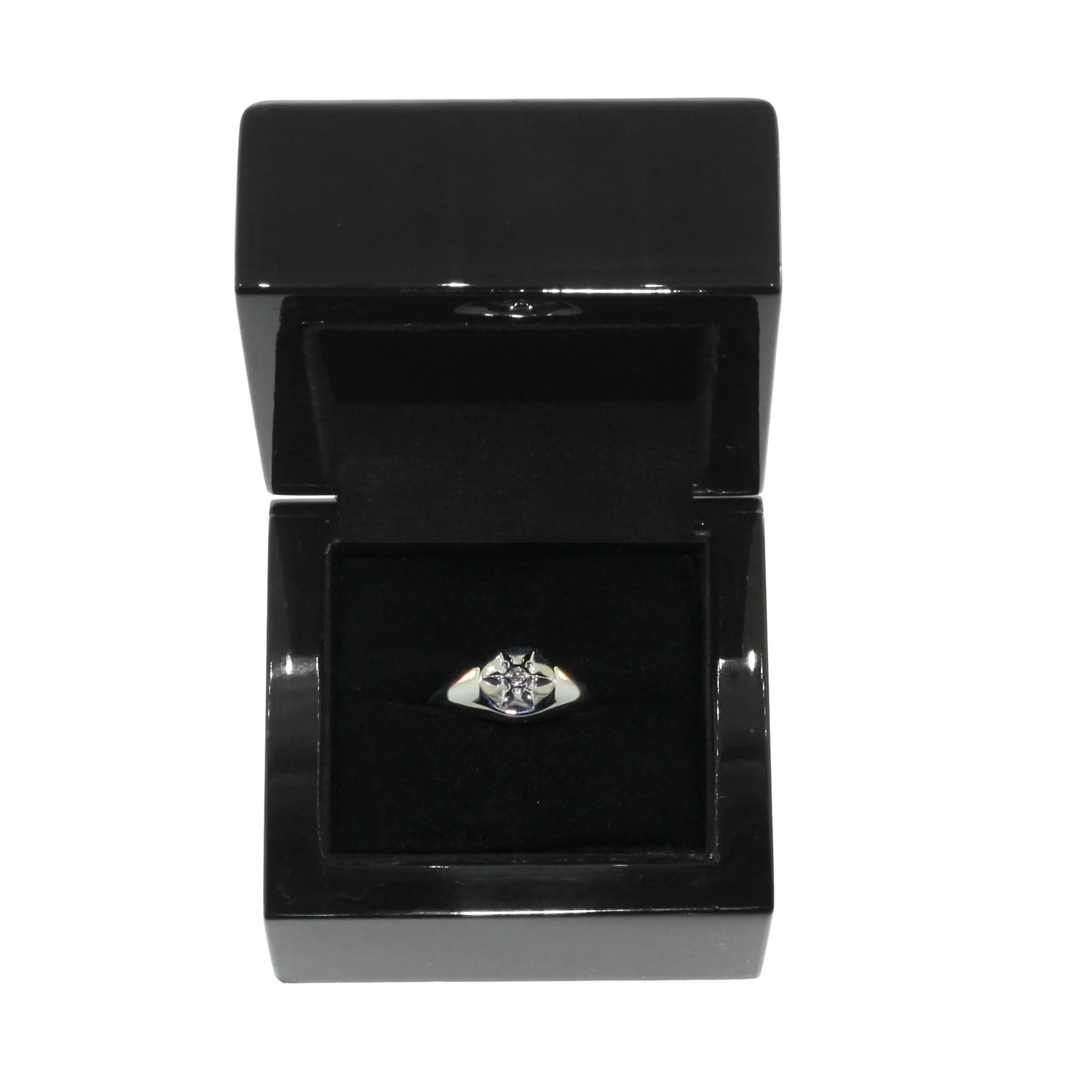 14k White Gold Ninja Star Diamond Signet Ring for Women
