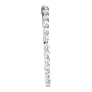 14k White Gold Round Diamond Classic Pave-set Hoop Earrings 1/2 Cttw