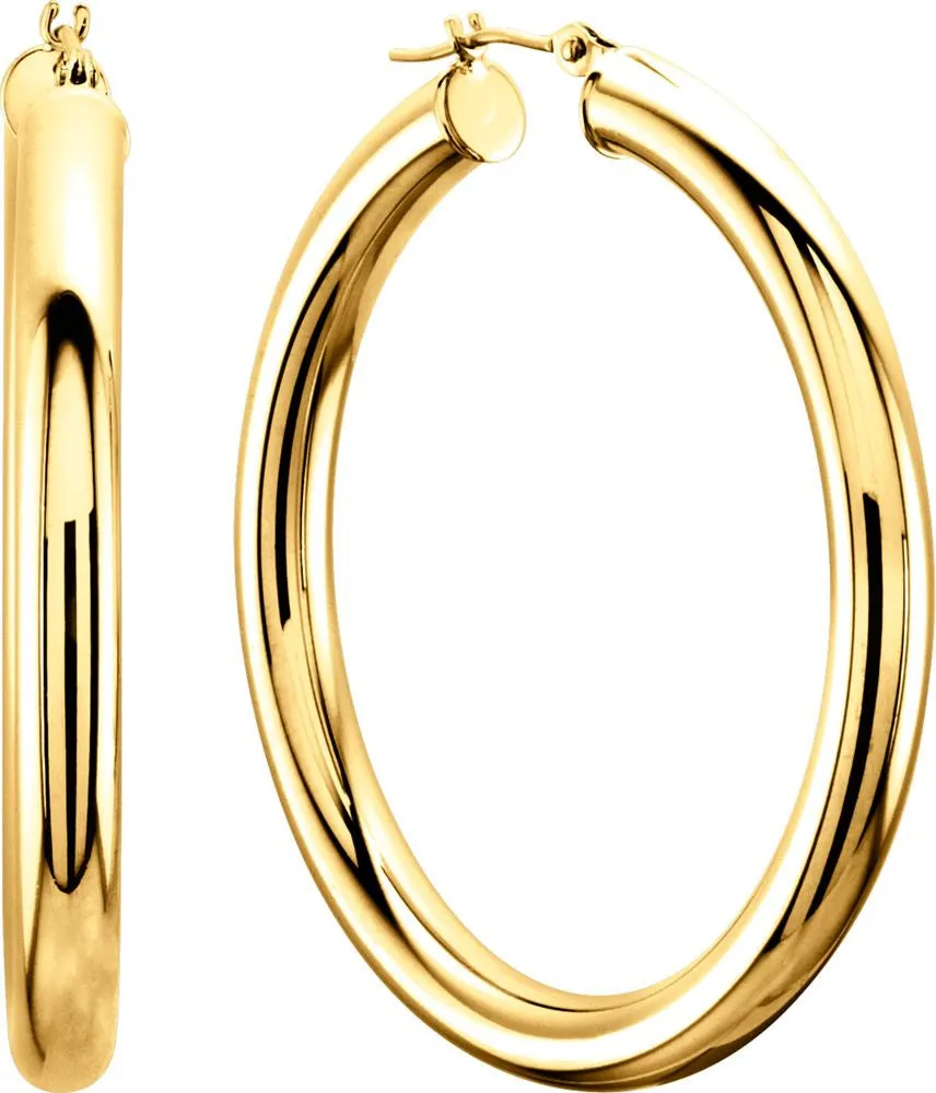 14k Yellow Gold 30mm Tube Hoop Earrings