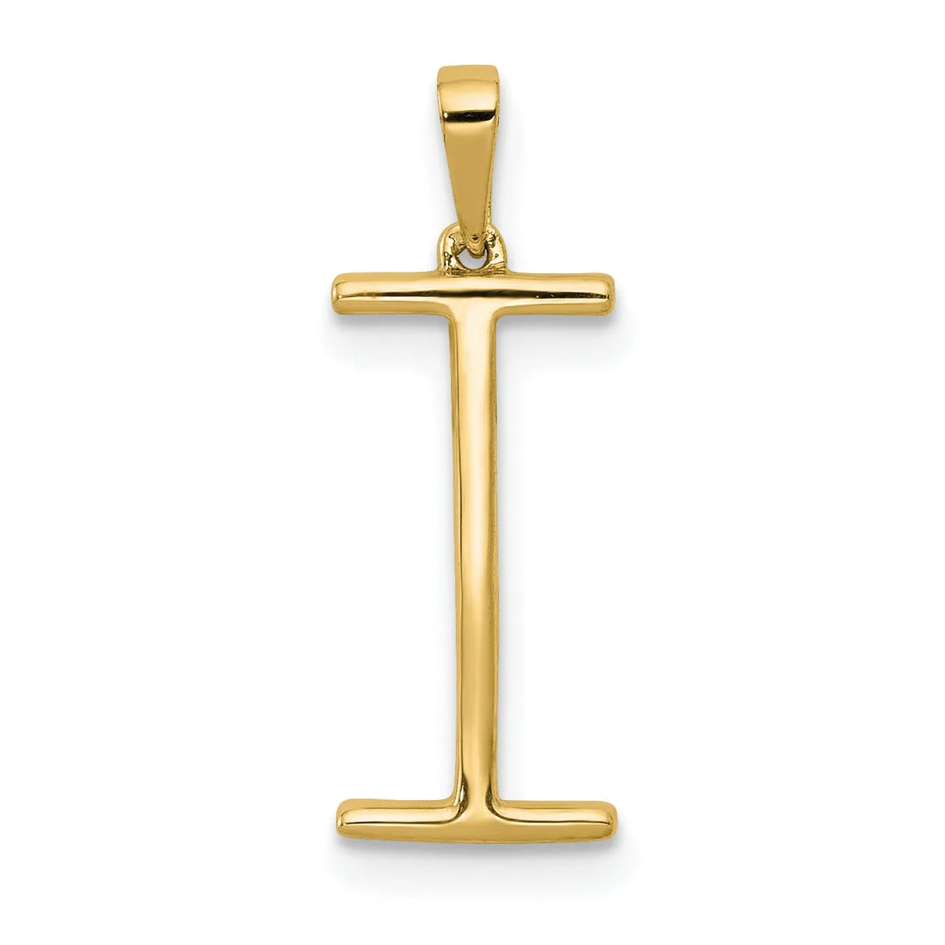 14K Yellow Gold Diamond 0.088-CT Block Letter I Initial Charm Pendant
