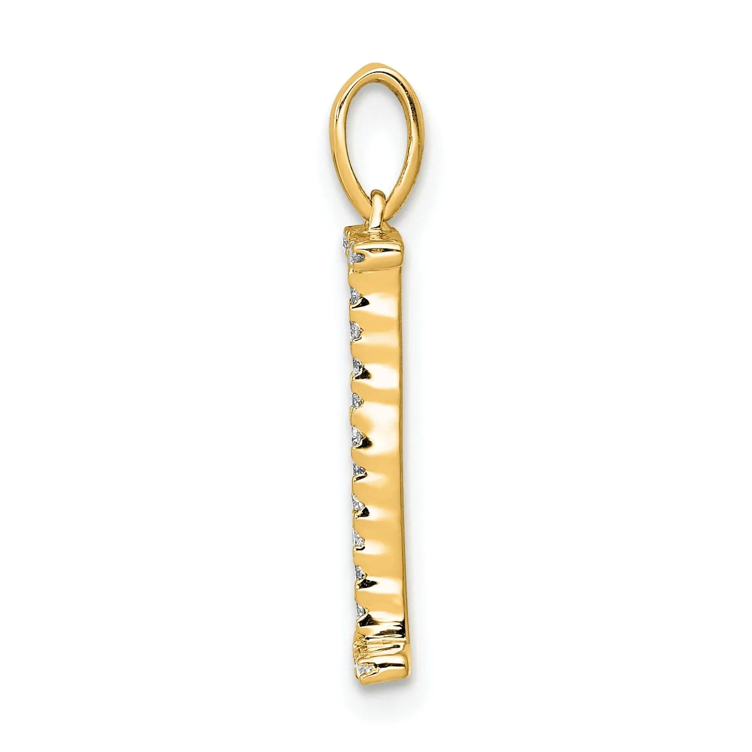 14K Yellow Gold Diamond 0.088-CT Block Letter I Initial Charm Pendant