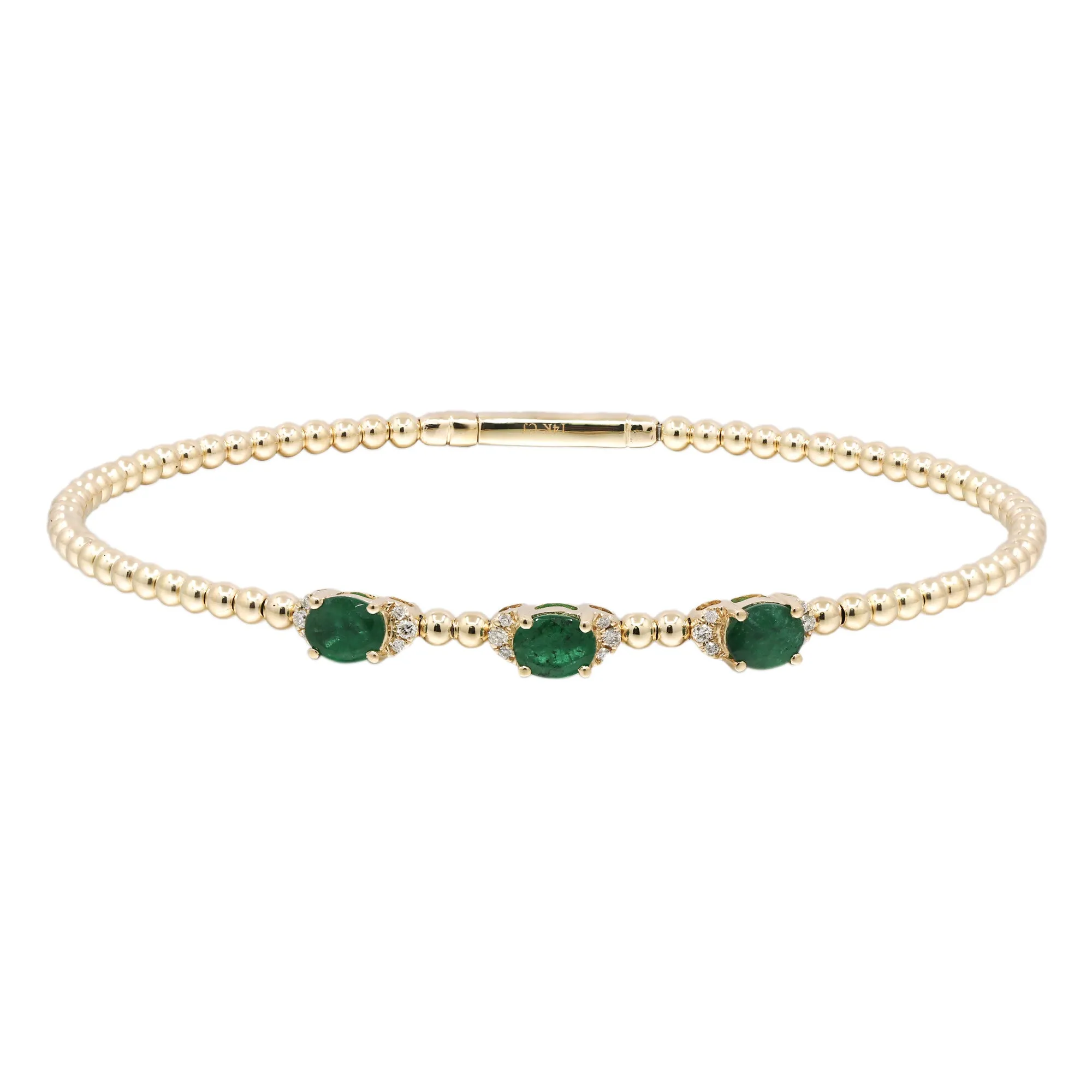 14K Yellow Gold Emerald Bagels