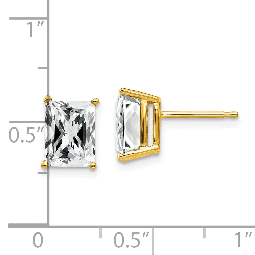 14k Yellow Gold Emerald Cut Cubic Zirconia Earring