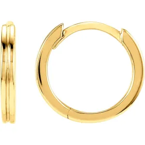 14k Yellow Gold Metal Fashion Grooved Hoop Earrings