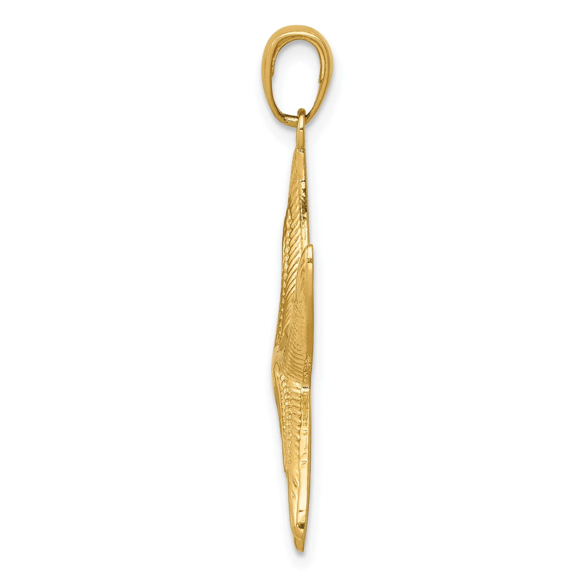 14K Yellow Gold Solid Polished Diamond Cut Finish Starfish Charm Pendant