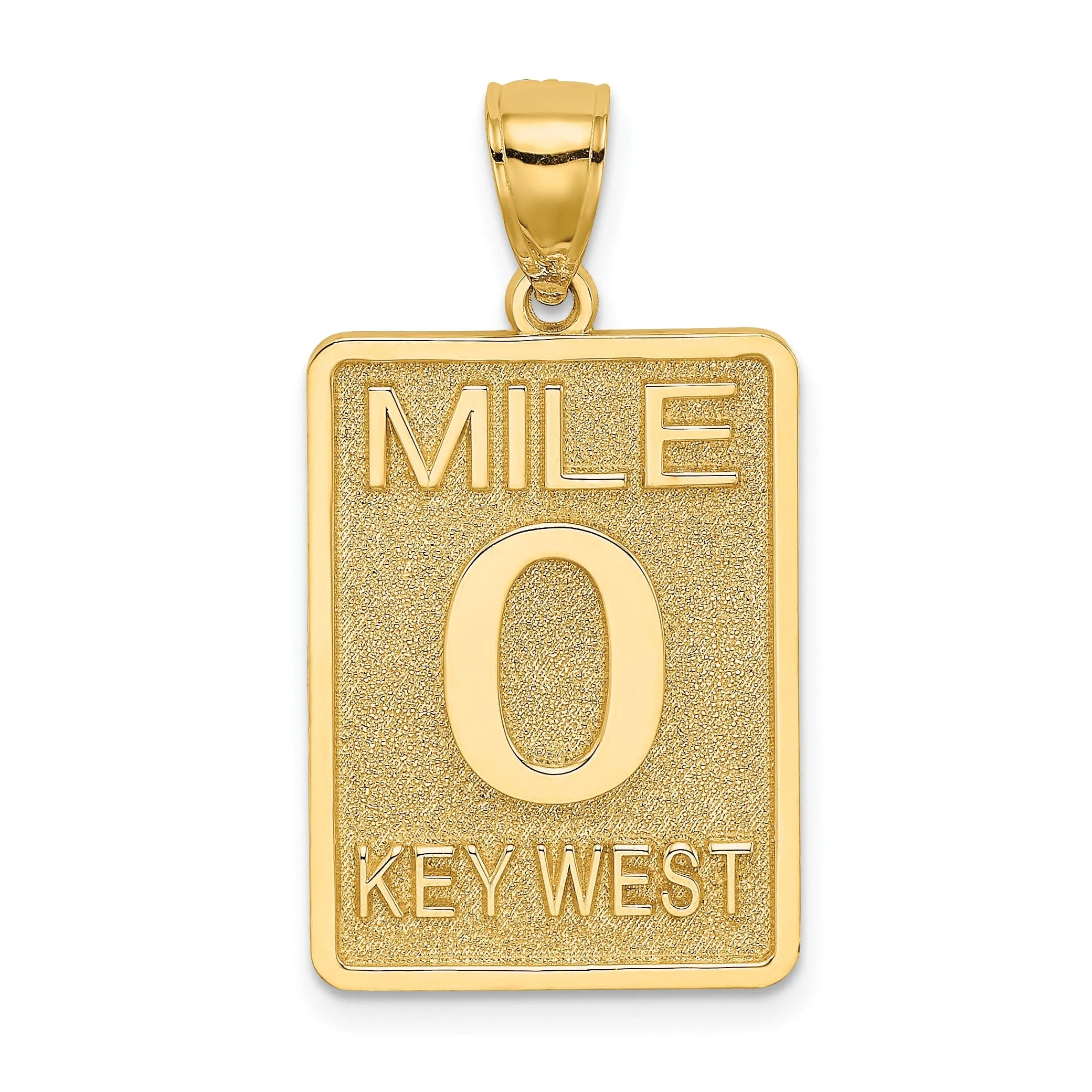 14k Yellow Gold Solid Polished Textures Finish 0 KEY WEST Mile Marker Charm Pendant